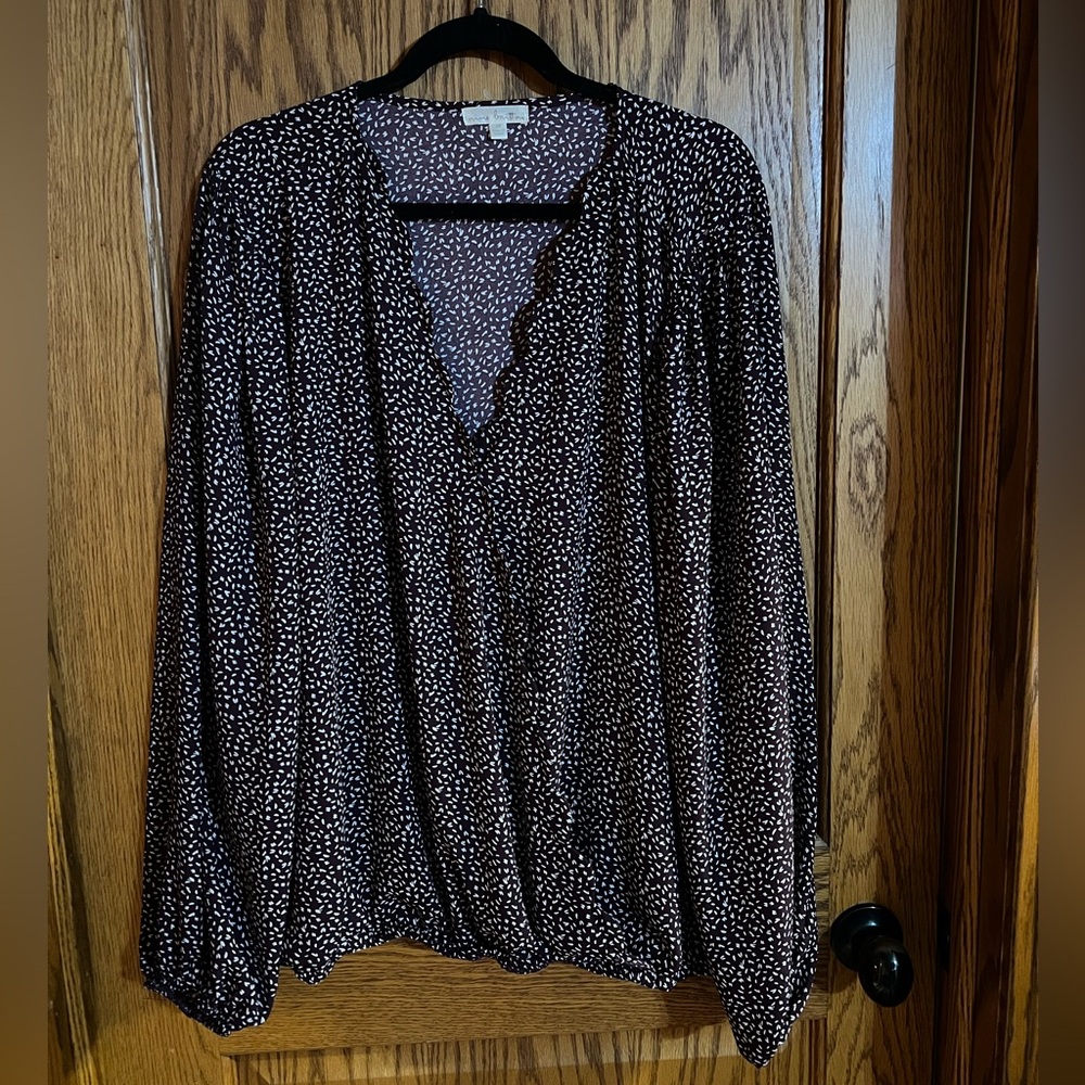 Women's Purple and White Polka Dot Plus Size Blouse
